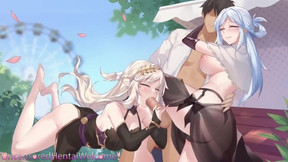 Threesome with sexy schoolgirls / FFM Uncensored Hentai (group sex)