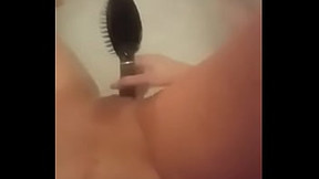 Hairbrush Masturbation in Bathtub