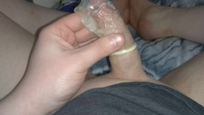 POV - Masturbating with Condom on