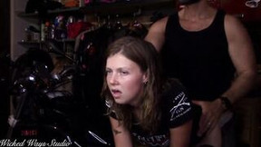 Biker Cutie Takes a Rough Booty Fucking Bent over a