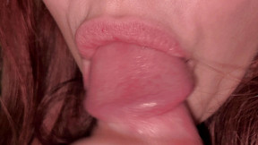 Cum in my mouth, gentle, slow blowjob close-up, pulsate cock