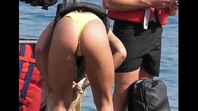 Angel face showing a muscular athletic ASS wearing a thong