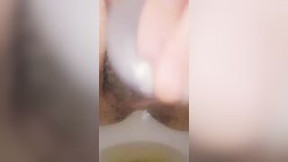 Ebony Pig with Unshaved Butt and Snatch Lubes Her Gross Cunt With Crazy Wc Water