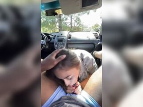 Large ass Latin Babe unfathomable mouths & swallows BBC in the front seat