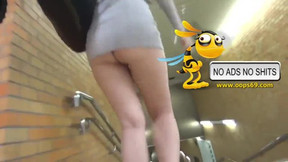 Groping her booty under skirt at metro beautiful spy cam view