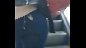 Cum on her Ass and Leather Jacket in Public