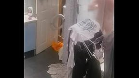 Spying on Ukrainian milf in shower small tits