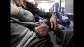 Exciting handjob with cumshot in public