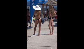 brunette black bikini booty
