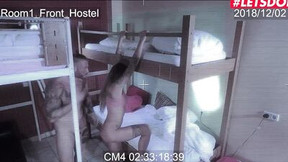 Tattooed tight-bodied chick is being brutally fucked in the hostel