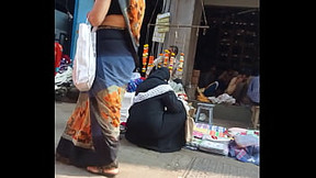 Indian muslim aunty sitting ass at market