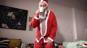 Mature Santa has sex with slender eighteen and fucks her
