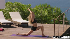 Tushy yoga instructor gets anal fucking dominated by client
