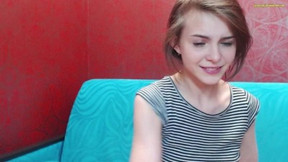 Skinny teen with small tits masturbating on webcam
