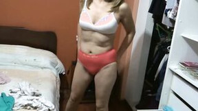 Very excited 58yo cougar undresses to masturbate and fucked