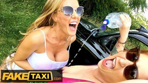 Fake Taxi Real Outdoor Rough Sex Threesome with British MILFS