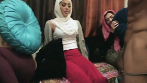 Three young muslim babes are getting a little too curious about cock