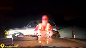Roadside - stranded brunette intense amazing fuck her mechanic on side of the road