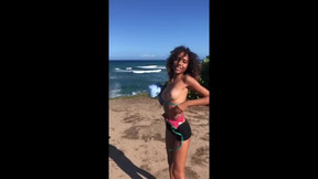 I get nude on a public beach - Tiny Brazilian Amateur Teen