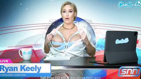 Camsoda - Huge Hooters cougar Ryan Keely Has Strong Orgasm While Reading The News