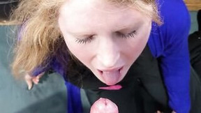 Dressed point of view Amateur Red Haired Facial - Hugest Creampie