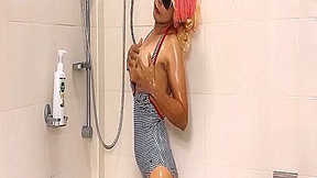 Asian Blonde Babe Taking A Shower