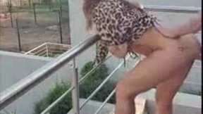 Slutty fitness sexy wet milf gets pounded hard over the balcony