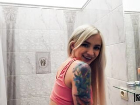 Taut Russian Chick w Tattoos loves to Suck Shlong POV