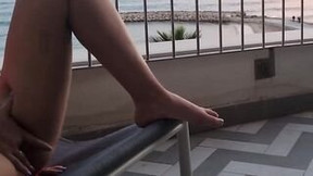 Huge squirting on patio â real soak orgasm