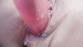 Up close and person sex toy pounded while on break