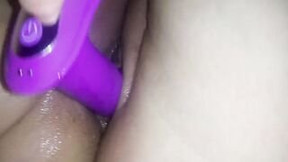 Amateur having fun with soak snatch until she has a quivering orgasm