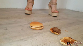 High heels crushing burger