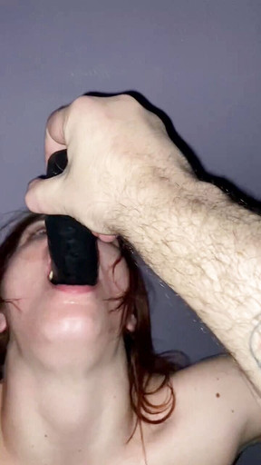 Going on with fucking machine and dildo deepthroat