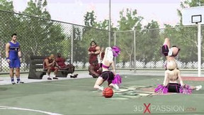 Basketball players nailed rough a Cutie cheerleader cunt with mouth on the