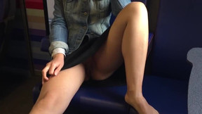 Risky ride in a dutch train without panties (public wet pussy flashing)