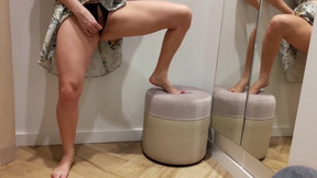 Squirting in public changing room in mall